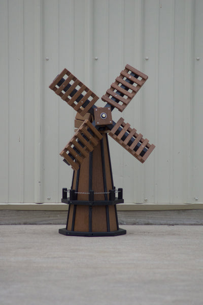 30 inch Octagon, Decorative, Spinning Poly Dutch Windmill (Antique Mahogany and Black)